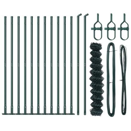 Оградна верига с колони Зелен 0.8 x 25 m Стомана