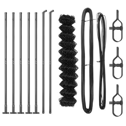 Оградна верига с колони Сив 1 x 10 m Стомана