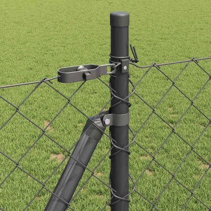 Оградна верига с колони Сив 1 x 10 m Стомана