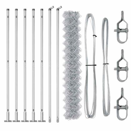 Оградна верига с колони Сребрист 1.6 x 10 m Стомана