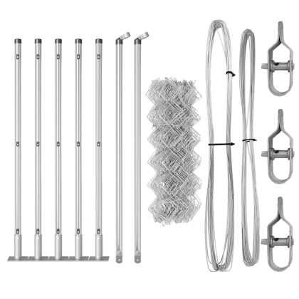 Оградна верига с колони Сребрист 0.4 x 10 м Стомана