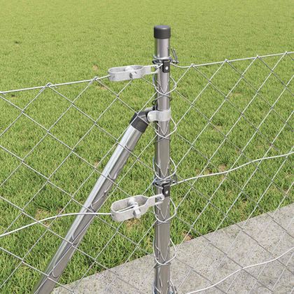 Оградна верига с колони Сребрист 0.4 x 10 м Стомана