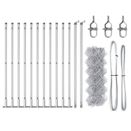 Стълб за ограда. Сребрист 25 x 0,4 м (мрежа 60 x 60 мм) Стомана