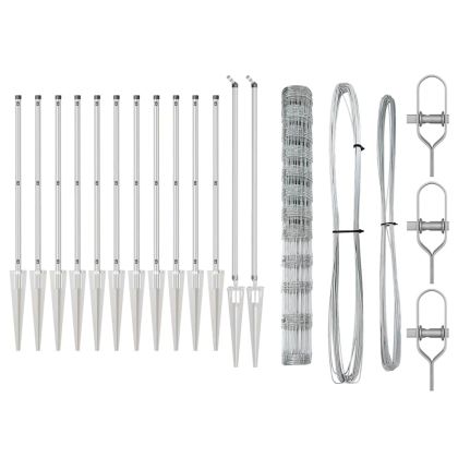 Комплект за оградни стълбове Сребрист Галванизирана стомана