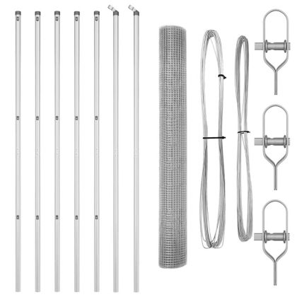 Стълб за ограда. Сребрист 10 x 1,4 м (16 x 16 мм мрежа) Стомана
