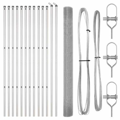 Стълб за ограда. Сребрист 25 x 1,6 м (12 x 12 мм мрежа) Стомана