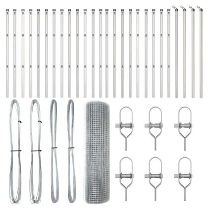 Стълб за ограда. Сребрист 50 x 0,8 м (25 x 25 мм мрежа) Стомана