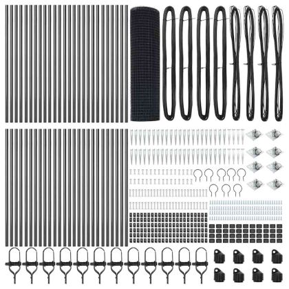 Стълб за ограда. Сив 100 x 1 м (12 x 12 мм мрежа) Стомана и PVC