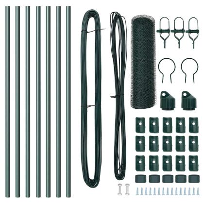 Оградa с колчета Зелен 0.8 x 10 m Покрит със PVC стомана