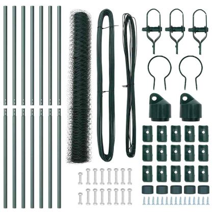 Оградa с колчета Зелен 1 x 10 m Покрит със PVC стомана