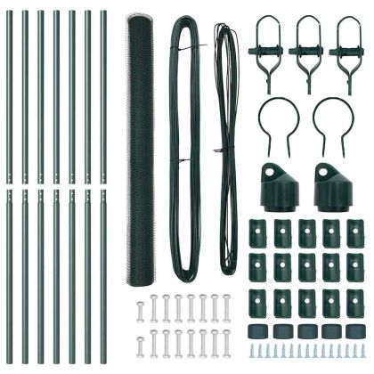 Оградa с колчета Зелен 1.5 x 10 m Покрит със PVC стомана