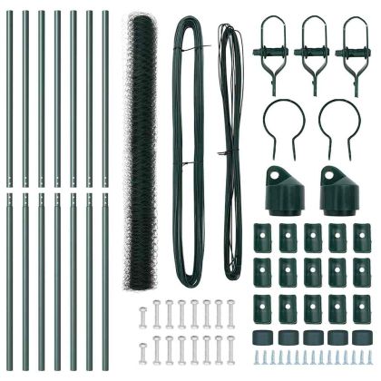 Оградa с колчета Зелен 1.5 x 10 m Покрит със PVC стомана