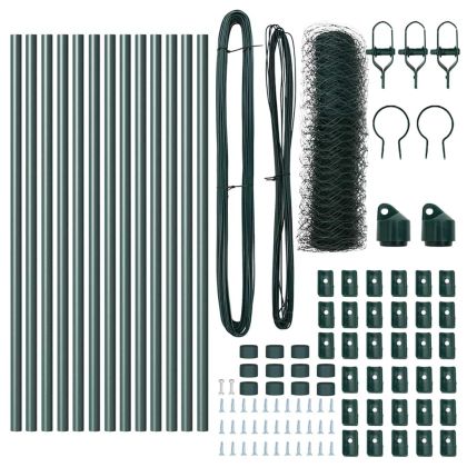 Оградa с колчета Зелен 0.6 x 25 м Покрит със PVC стомана