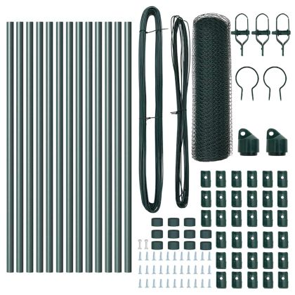 Оградa с колчета Зелен 0.8 x 25 m Покрит със PVC стомана