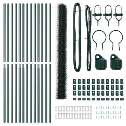 Оградa с колчета Зелен 1.6 x 25 m Покрит със PVC стомана