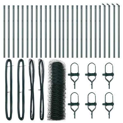 Оградa с колчета Зелен 0.4 x 50 м Покрит със PVC стомана