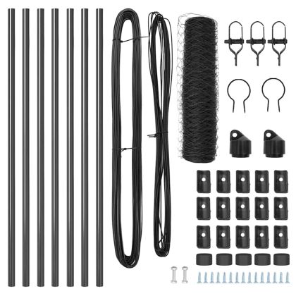 Оградa с колчета Сив 0.5 x 10 м Покрит със PVC стомана