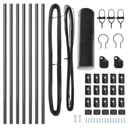 Оградa с колчета Сив 0.6 x 10 м Покрит със PVC стомана