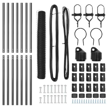 Оградa с колчета Сив 1.4 x 10 m Покрит със PVC стомана