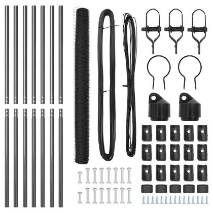 Оградa с колчета Сив 1.6 x 10 m Покрит със PVC стомана