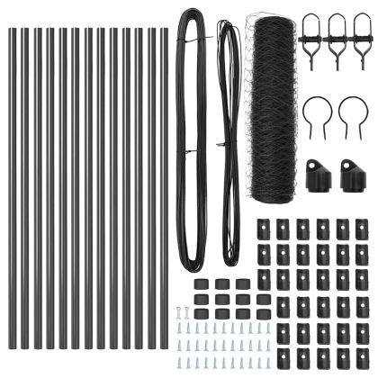 Оградa с колчета Сив 0.4 x 25 м Покрит със PVC стомана
