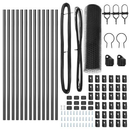 Оградa с колчета Сив 0.8 x 25 m Покрит със PVC стомана