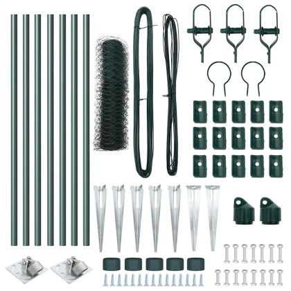 Оградa с колчета Зелен 0.4 x 10 м Покрит със PVC стомана