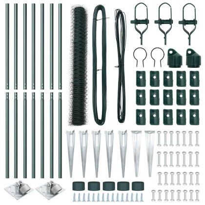 Оградa с колчета Зелен 1.4 x 10 m Покрит със PVC стомана