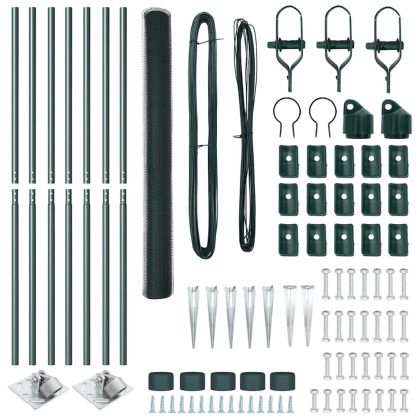 Оградa с колчета Зелен 1.6 x 10 m Покрит със PVC стомана