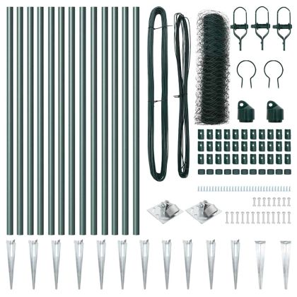 Оградa с колчета Зелен 0.5 x 25 м Покрит със PVC стомана