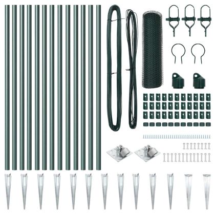 Оградa с колчета Зелен 0.6 x 25 м Покрит със PVC стомана