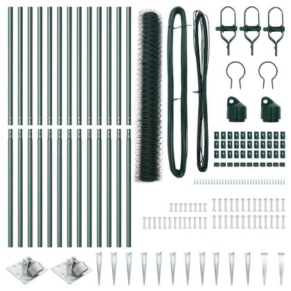 Оградa с колчета Зелен 1.2 x 25 m Покрит със PVC стомана