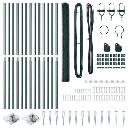 Оградa с колчета Зелен 1.5 x 25 m Покрит със PVC стомана