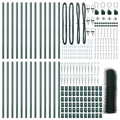 Оградa с колчета Зелен 0.6 x 50 м Покрит със PVC стомана