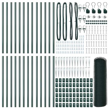 Оградa с колчета Зелен 1 x 50 m Покрит със PVC стомана