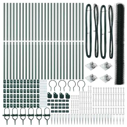 Оградa с колчета Зелен 1.5 x 50 m Покрит със PVC стомана