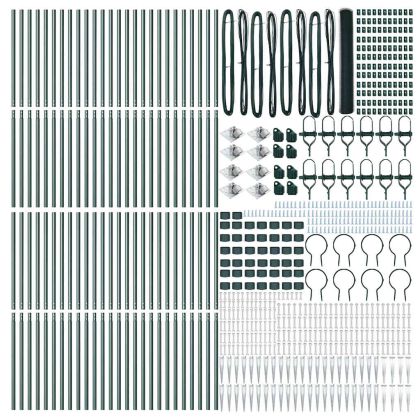 Оградa с колчета Зелен 1.4 x 100 m Покрит със PVC стомана