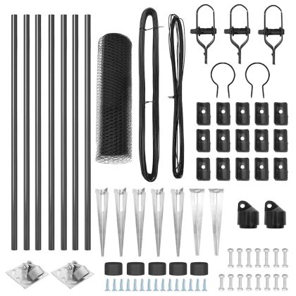 Оградa с колчета Сив 0.6 x 10 м Покрит със PVC стомана