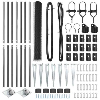 Оградa с колчета Сив 1.4 x 10 m Покрит със PVC стомана