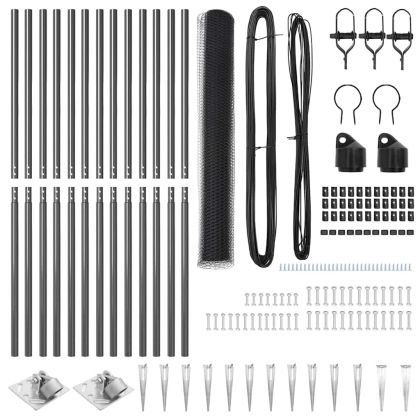 Оградa с колчета Сив 1.2 x 25 m Покрит със PVC стомана