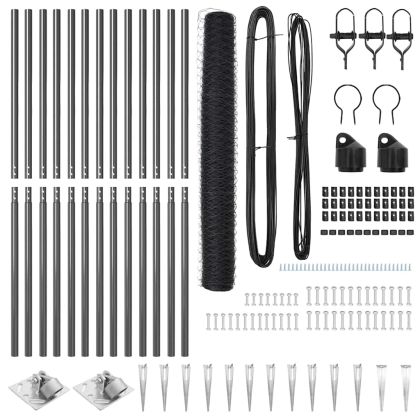 Оградa с колчета Сив 1.2 x 25 m Покрит със PVC стомана