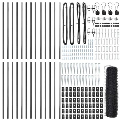 Оградa с колчета Сив 0.4 x 50 м Покрит със PVC стомана