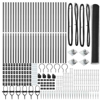 Оградa с колчета Сив 1.4 x 50 m Покрит със PVC стомана