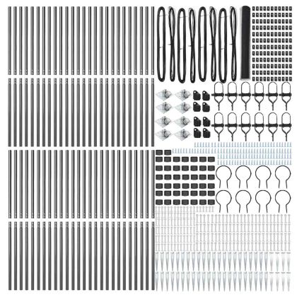 Оградa с колчета Сив 1.4 x 100 m Покрит със PVC стомана