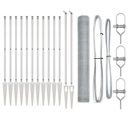 Оградa с колчета Сребрист 1.4 x 25 m Покрит със PVC стомана