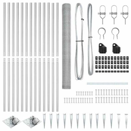 Оградa с колчета Сребрист 1.6 x 25 m Покрит със PVC стомана