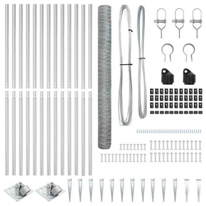 Оградa с колчета Сребрист 1.6 x 25 m Покрит със PVC стомана