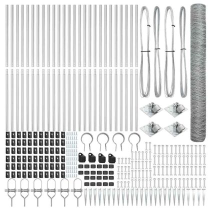 Оградa с колчета Сребрист 1.2 x 50 m Покрит със PVC стомана