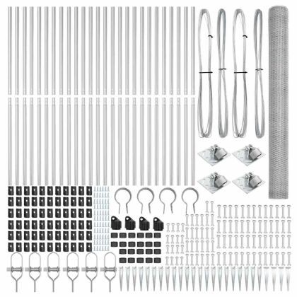 Оградa с колчета Сребрист 1.5 x 50 m Покрит със PVC стомана