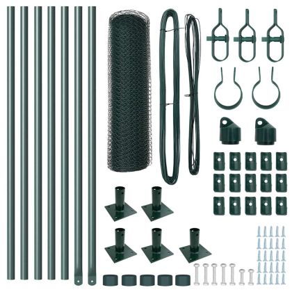 Оградa с колчета Зелен 0.4 x 10 м Покрит със PVC стомана
